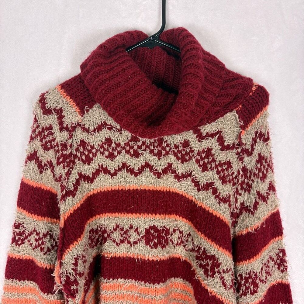 Free People Check Me Out in Holly Berry Combo Turtleneck Pullover Sweater Size S - Picture 2 of 14